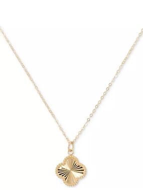 10K Yellow Gold Clover Necklace New